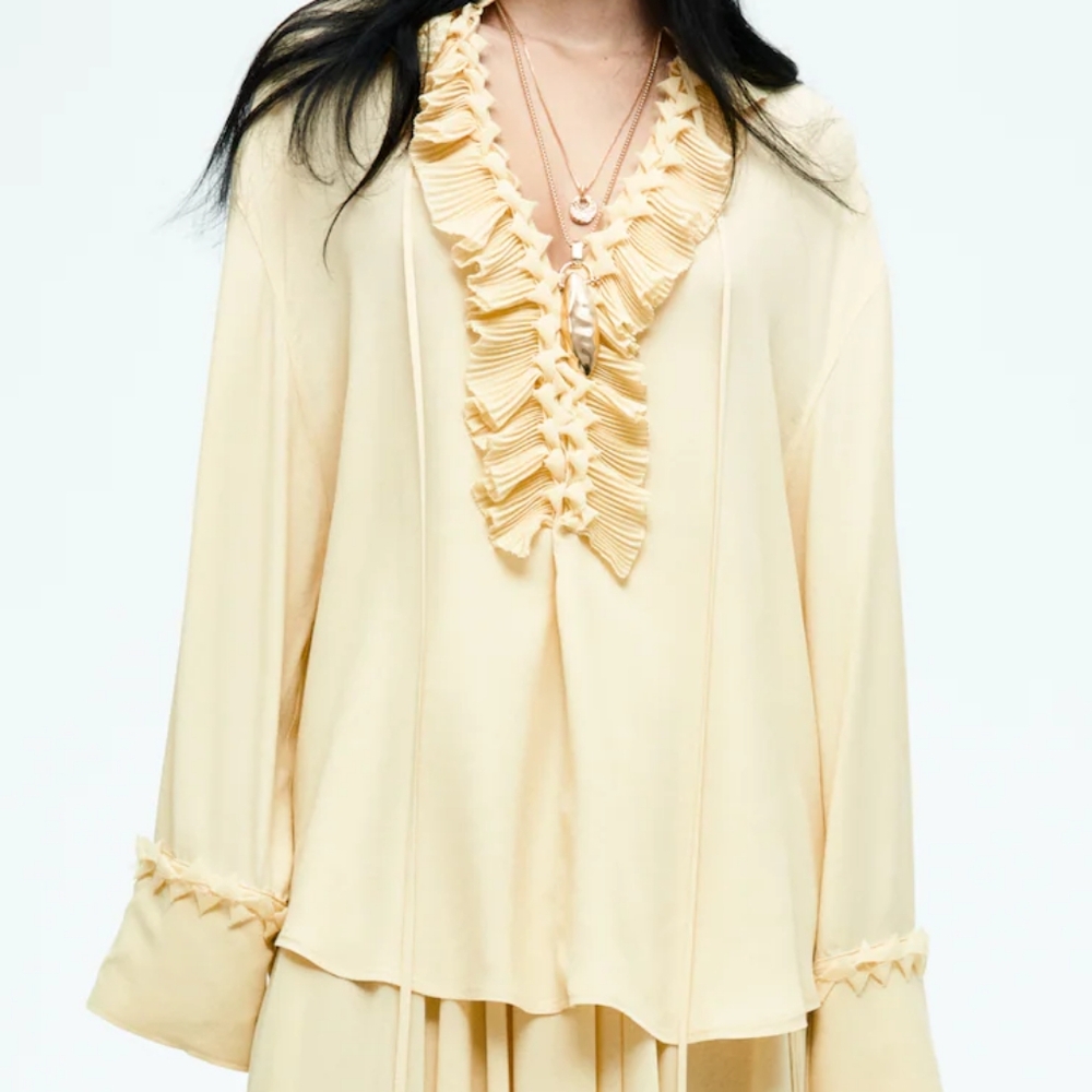 H&M S/S 2025 The STUDIO Ruffled Tunic Pale Yellow ONLY NO LOW BALLING!! - Picture 14 of 16
